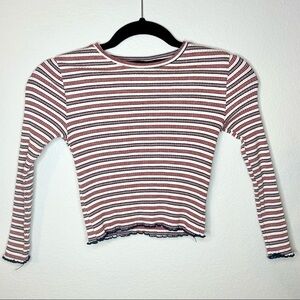 Zara kid red white blue striped ribbed long sleeve